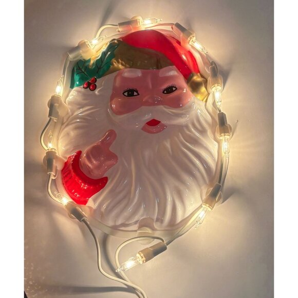 Vintage Santa Claus Face Light Up Christmas Window Decoration Retro - Picture 6 of 6